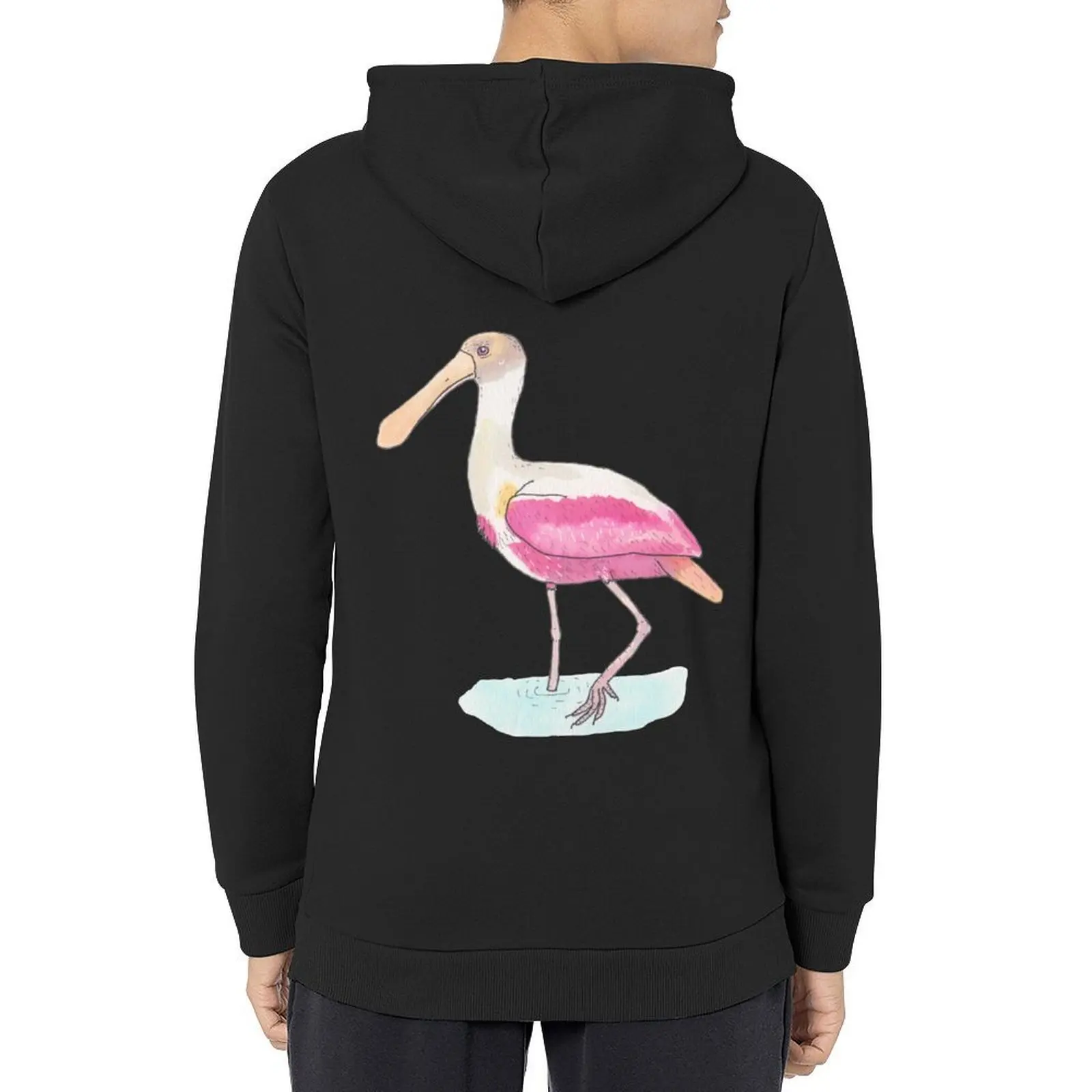 

Roseate Spoonbill bird species watercolor art Hoodie men clothing mens clothes aesthetic clothing japanese hoodie