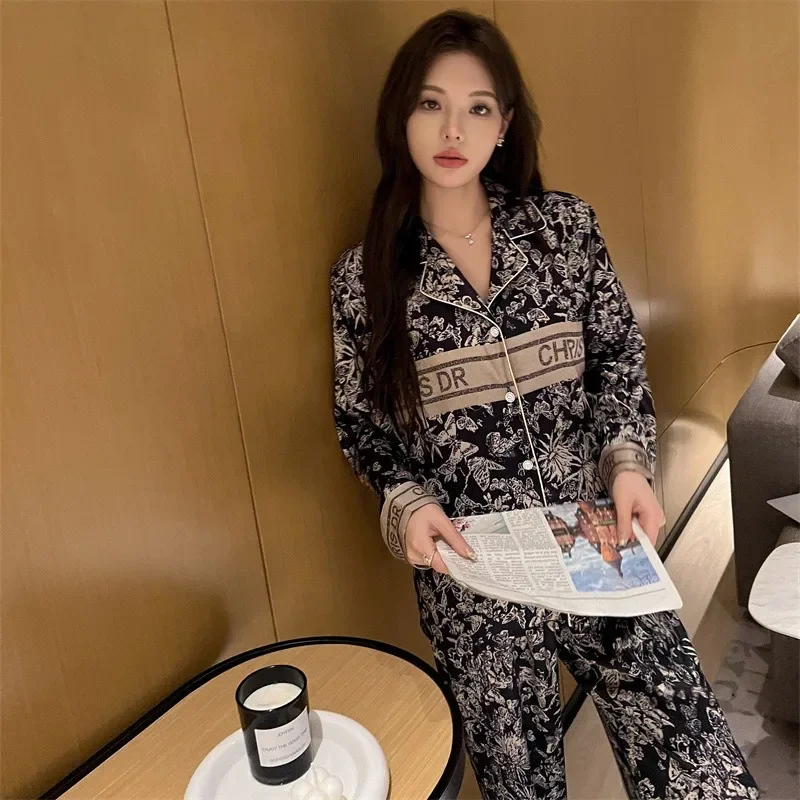 

Pajama Set Long Sleeve Long Pants Spring Autumn Homewear Women's Clothing Button Cardigan Sexy Comfort Stylish Simple Breathable