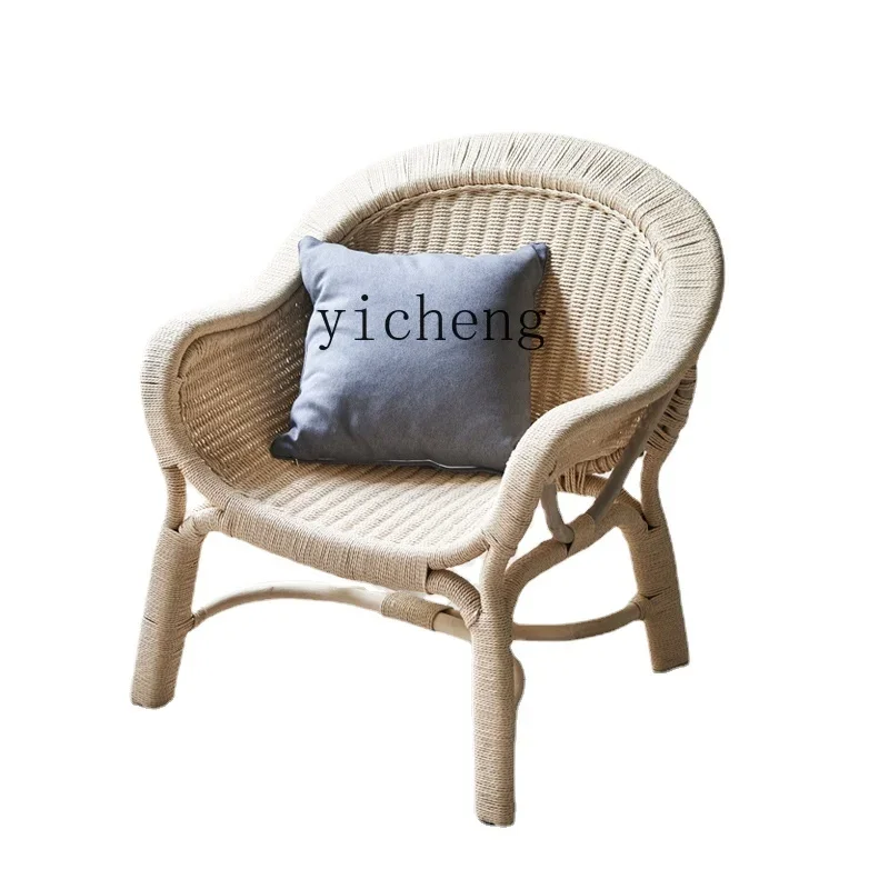 ZK Living Room Natural Rattan Chair Three-Piece Bed & Breakfast Balcony Leisure Bamboo Chair Home Backrest Sun Lounger