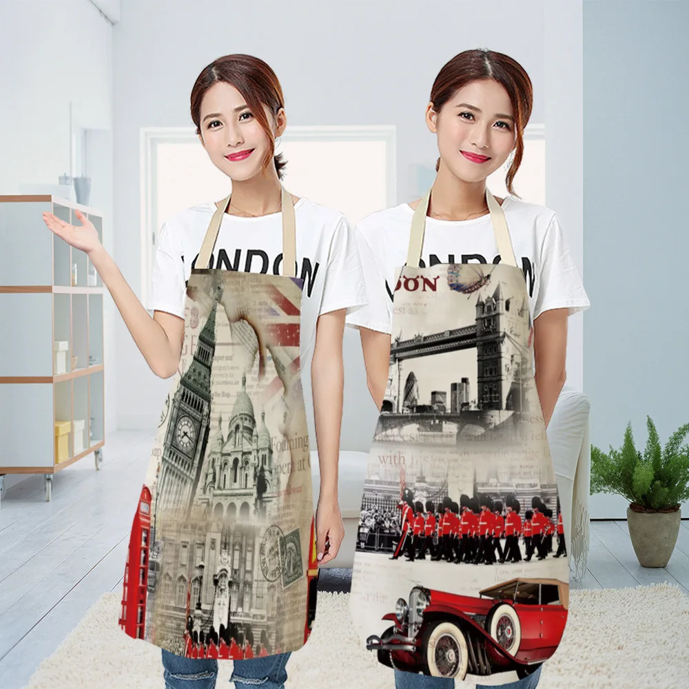 Building Traffic Kitchen Apron Vintage Cartoon Transport Women Sleeveless Aprons for Men Women Home Cleaning Tools