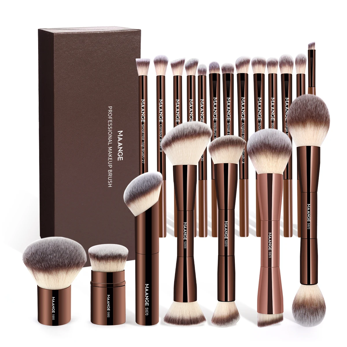 MAANGE 20pcs Aluminum Tube Professional Makeup Brushes Set Foundation Powder Blush Eyeshadow Concealer Brushes Beauty Tool Kit