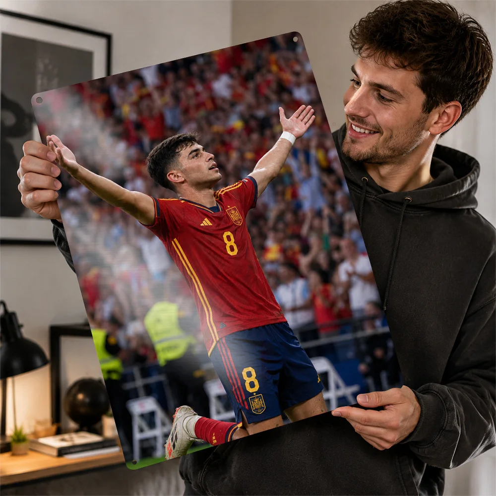 Pedri Football Printed Poster Personalized Aluminum Metal Sign Club Hero Design Wall Art Perfect For Loyal Supporters In Study