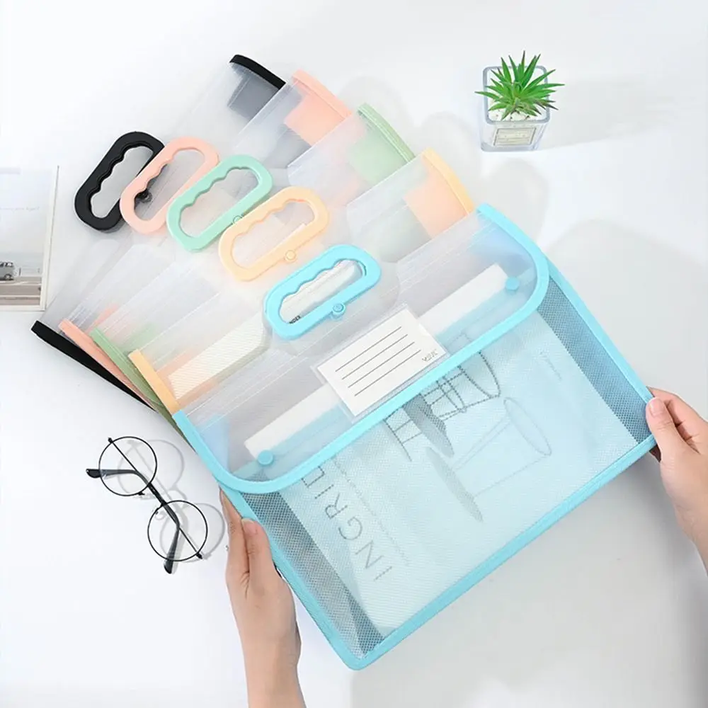 Multifunctional Test Paper Storage Bag Button Function Large Capacity Student Tote Bag Dustproof Handheld Stationery Organizer
