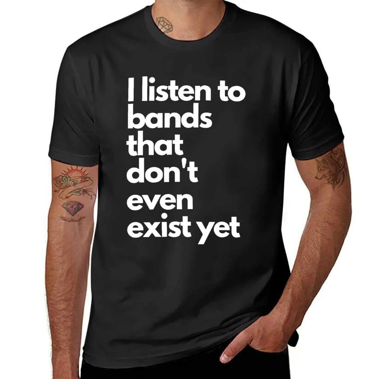 I listen to bands that don't even exist yet T-Shirt sweat boys whites summer clothes new edition mens graphic t-shirts hip hop