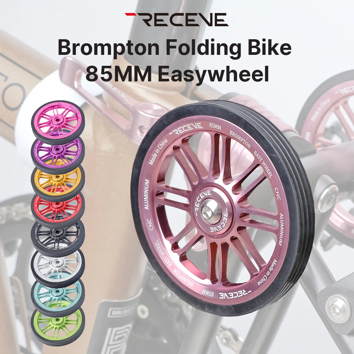 RECEVE 85MM Folding Bike Easywheel Bicycle Large Easy Wheel Aluminum Alloy Modified Sealed Bearing Pushing Wheels For Brompton