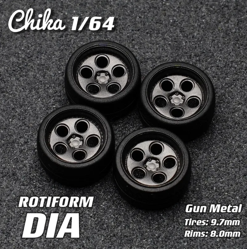 Car Modified Wheels 1/64 Chika 9.7/10.5mm RE594/Aerodisc/Dia/Profound Without Bearing Resin Wheels Suitable for 1:64 Model Cars