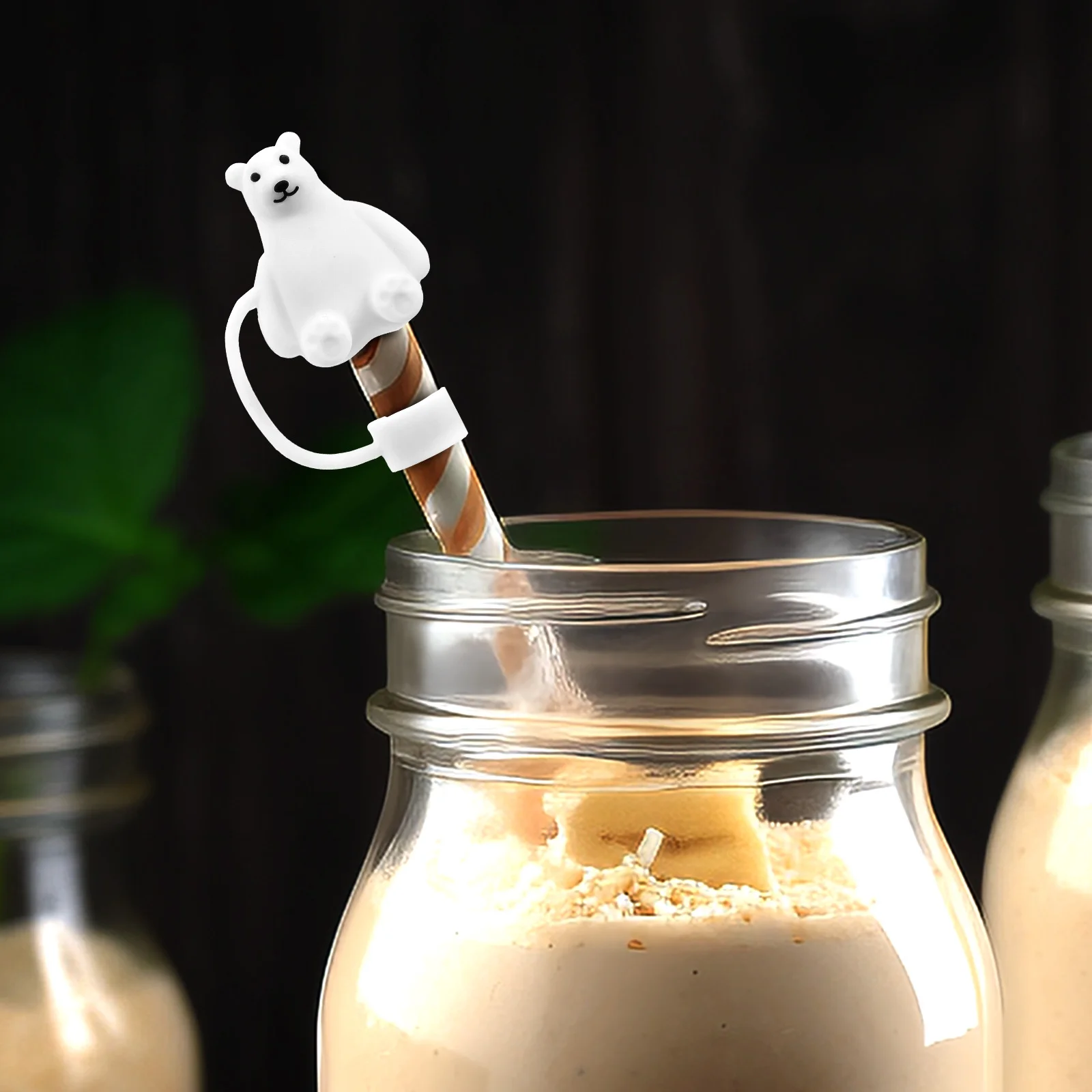 

4Pcs Bear Shape Silicone Straw Caps Reusable Tips Protector Drinking Toppers Silicone Straw Toppers Reusable Straws Caps