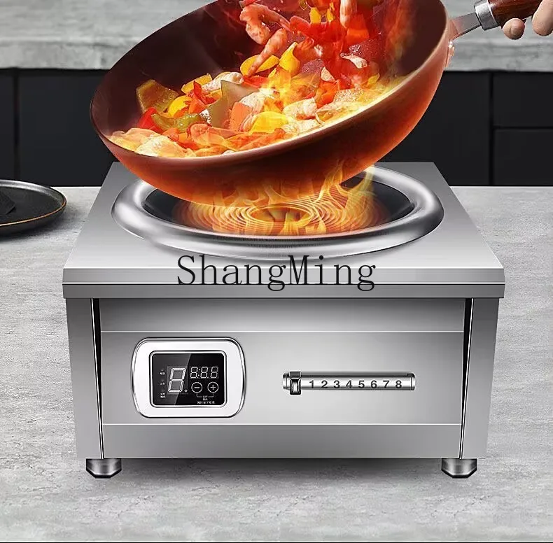 SM коммерческая индукционная плита 8000 Вт с плоской вогнутой поверхностью, бытовая электромагнитная плита высокой мощности, большая плита