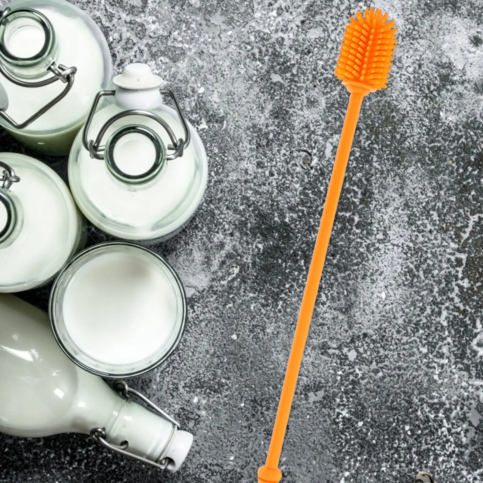 

1Pcs Silicone Baby Bottle Cleaning Brush Long Handle Nonslip Dishwasher Safe Multipurpose Bottle Washer for Sports Bottles