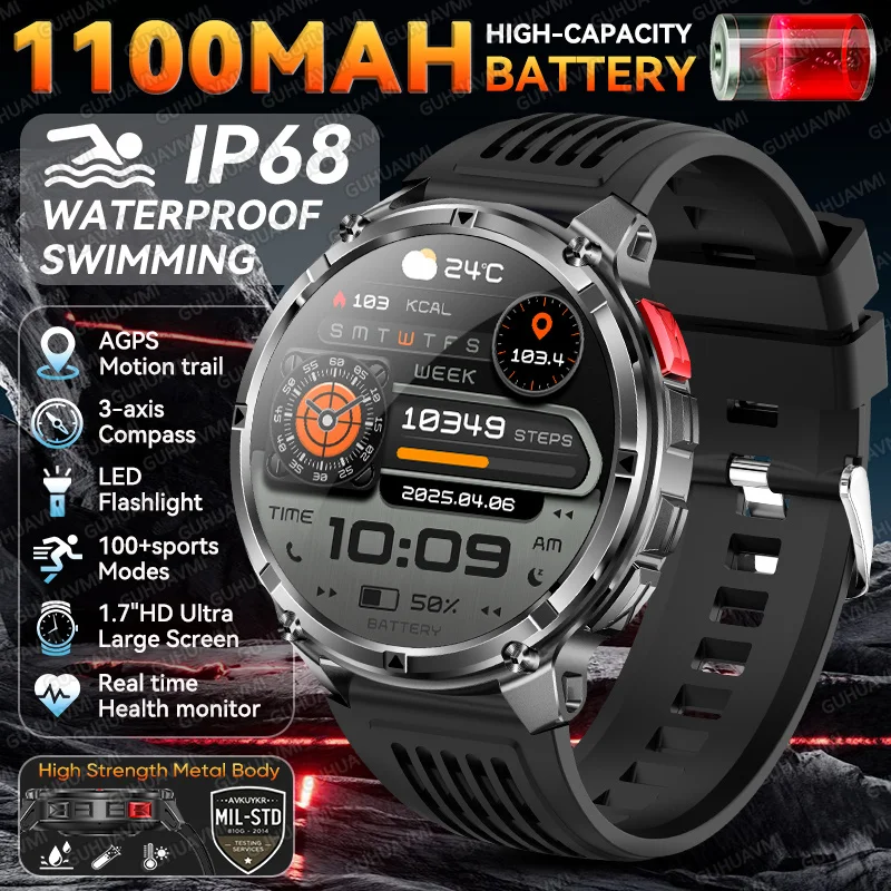 2026 Nieuwe T-Rex3 Ultra 1100mAh Batterij Smart Watch GPS-pad 5ATM Waterdicht Sport Run Wandelen Buiten Kompas Militaire Smartwatch