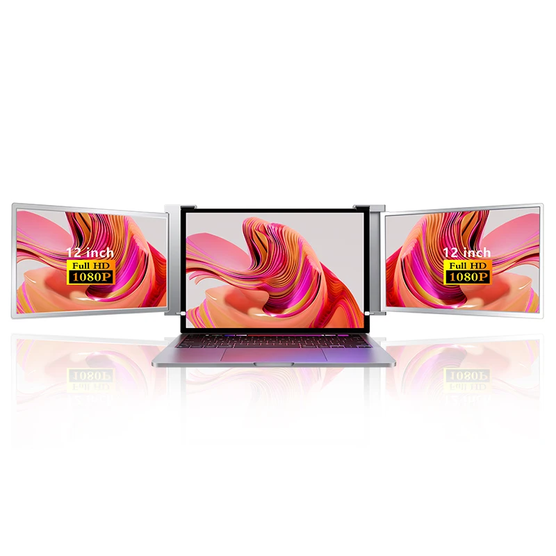 

Портативный трехэкранный ЖК-экран Goods2k, 12 дюймов, 1080p, ЖК-экран Ips, панель, серый расширитель для ноутбука, товары для бизнеса