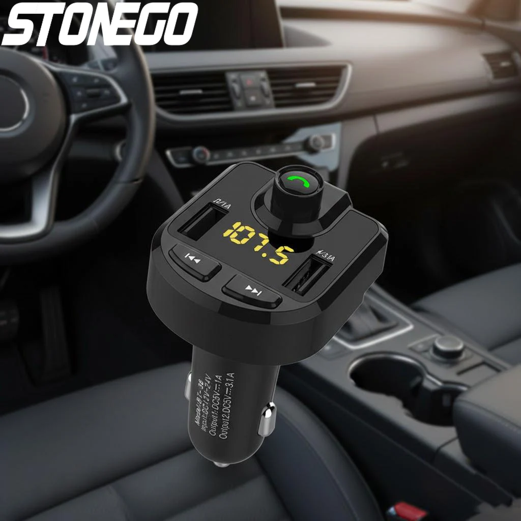 

Bluetooth FM-трансмиттер для автомобиля с функцией громкой связи, двойным USB-зарядным устройством, LED-дисплеем, поддержкой AUX и TF-карт