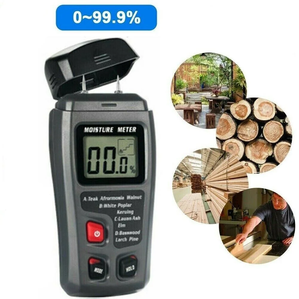 

Digital Professional 0~99.9% Wood Moisture Meter Hygrometer Timber Damp Detector Tree Density Digital Wood Humidity Tester LCD