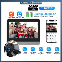 Tuya 2.4Ghz WiFi smart cat eye doorbell monitoring, 3MP peephole eye camera 140° wide Angle support alexa google