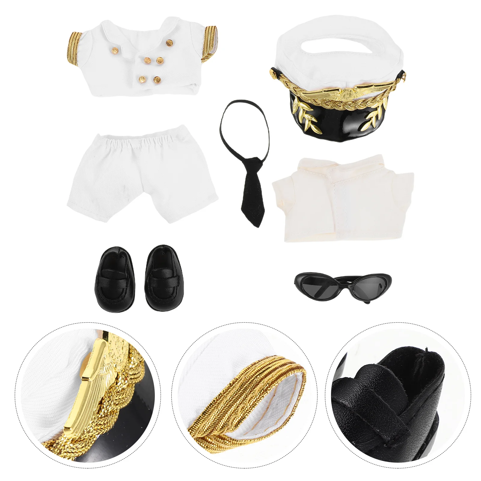 1Set Kapitein Kostuum Set Kawaii Pilot Kleding Decoratieve Accessoires Herbruikbare Knuffelkleding Party Kapitein Kostuum Set