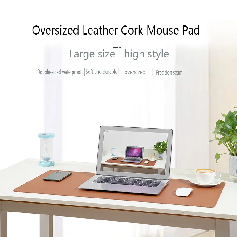 Home Office Cork โต๊ะ Pad สองด้าน Pad Pu แผ่นรองเมาส์ขนาดใหญ่โต๊ะแล็ปท็อปแป้นพิมพ์ pad อุปกรณ์เสริมสําหรับเล่นเกม