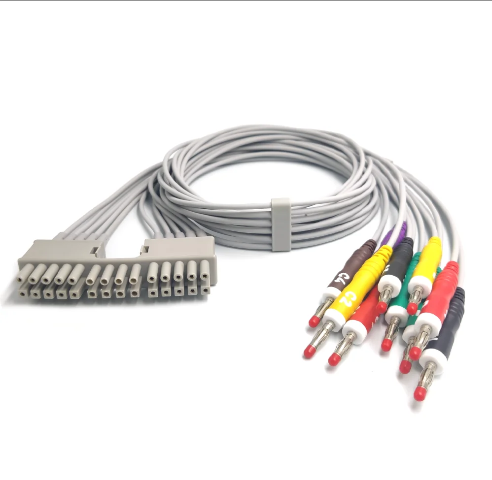 Compatible mortara Electrocardiogram / EKG Cable With 10 Lead Wires TPU Material