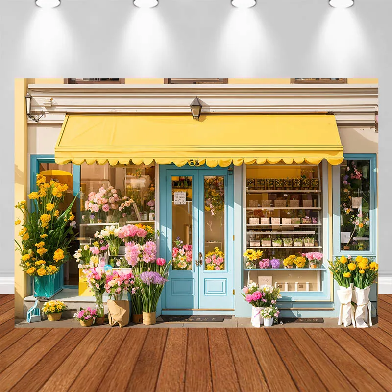 

LS Photography Background Street Side Flower Shop Door Artistic Decor Birthday Cake Smash Kids Adult Portrait Photo Backdrop
