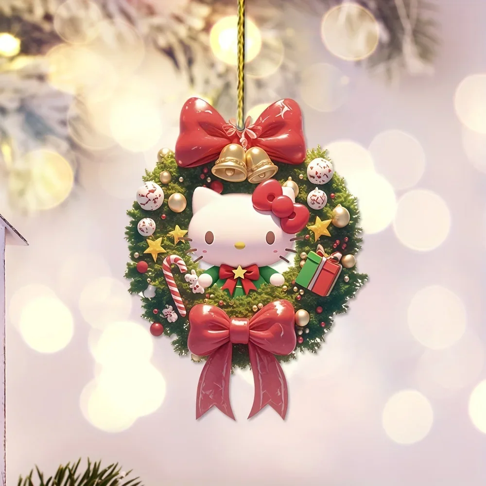 Sanrio 2D Simpatico ciondolo per albero di Natale Hellokitty Kuromi Decorazione anime Decorazioni creative per giocattoli di cartoni animati Accessori per feste