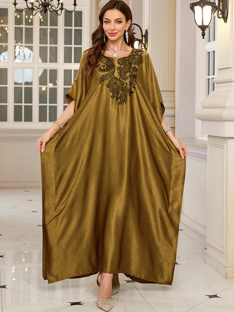 Women Embroidered Long Caftans Plus Size Kaftan Dresses Beach Bathing Suit Cover up moomoo Dress Moroccan Robe