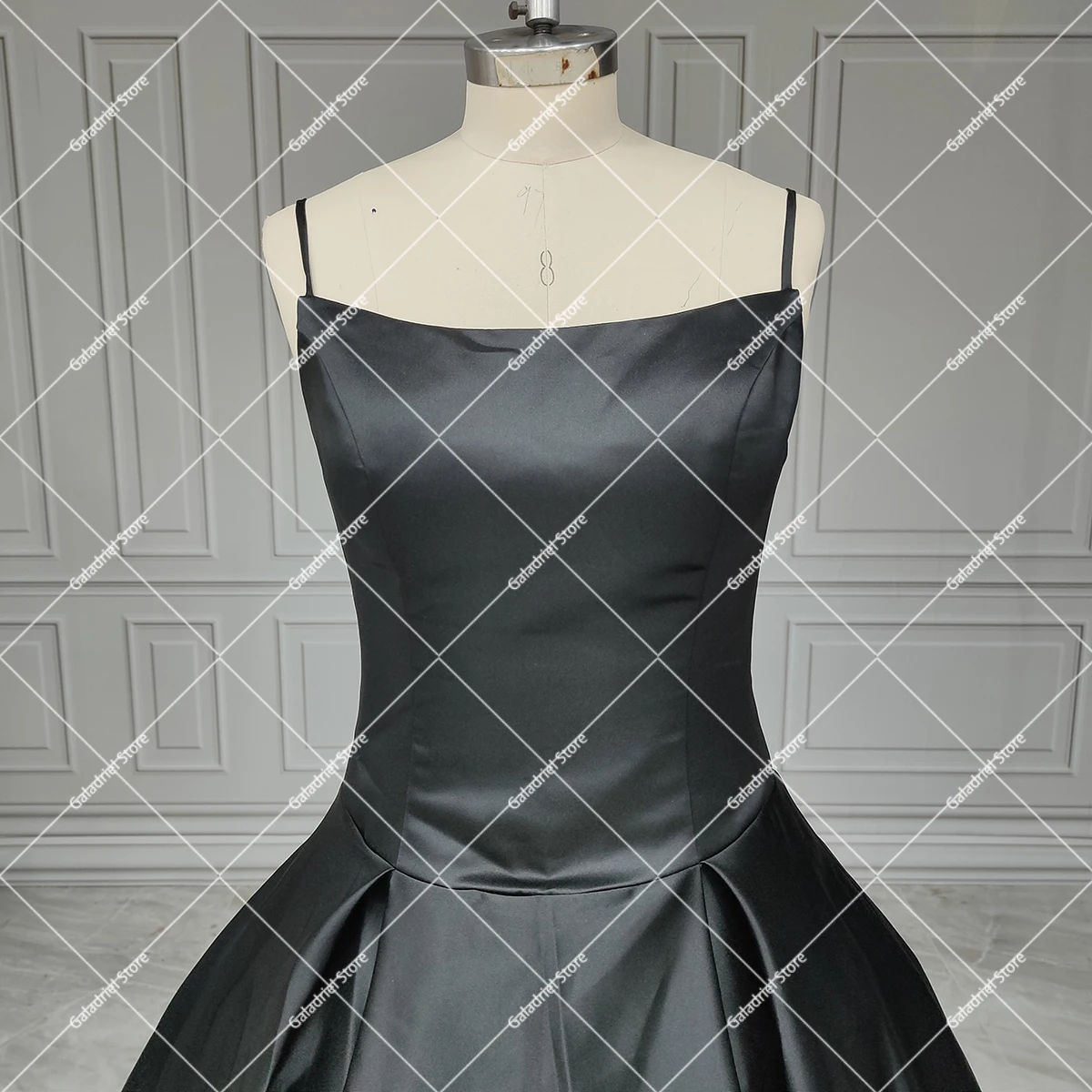 Thin Suspenders Puffy Customized Gothic Satin Quinceanera Ball Gowns Zipper Back Brush Train Real Photos Evening Wedding Gowns image 3