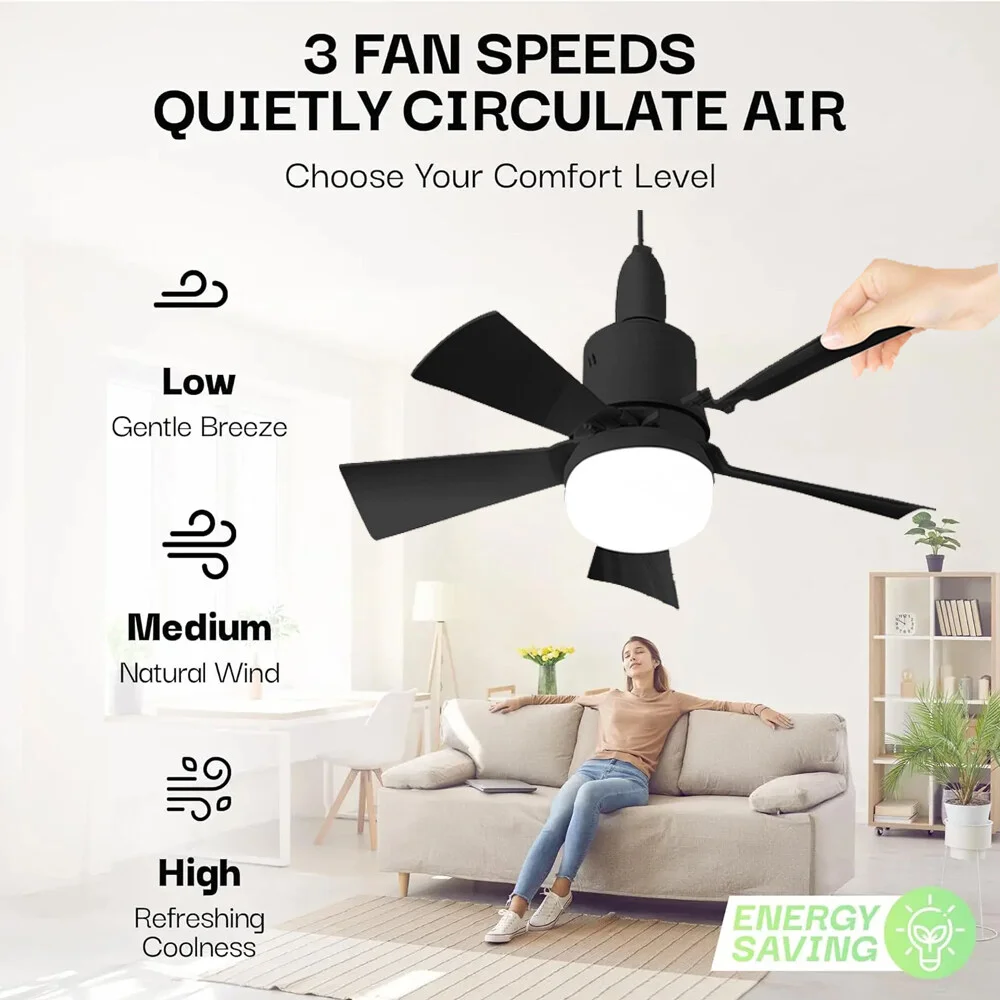 Light Led Fan Ceiling Led 30w Ceiling Fan E27 With Remote Control For Dimming, Suitable for Living Room, Study, Household Use