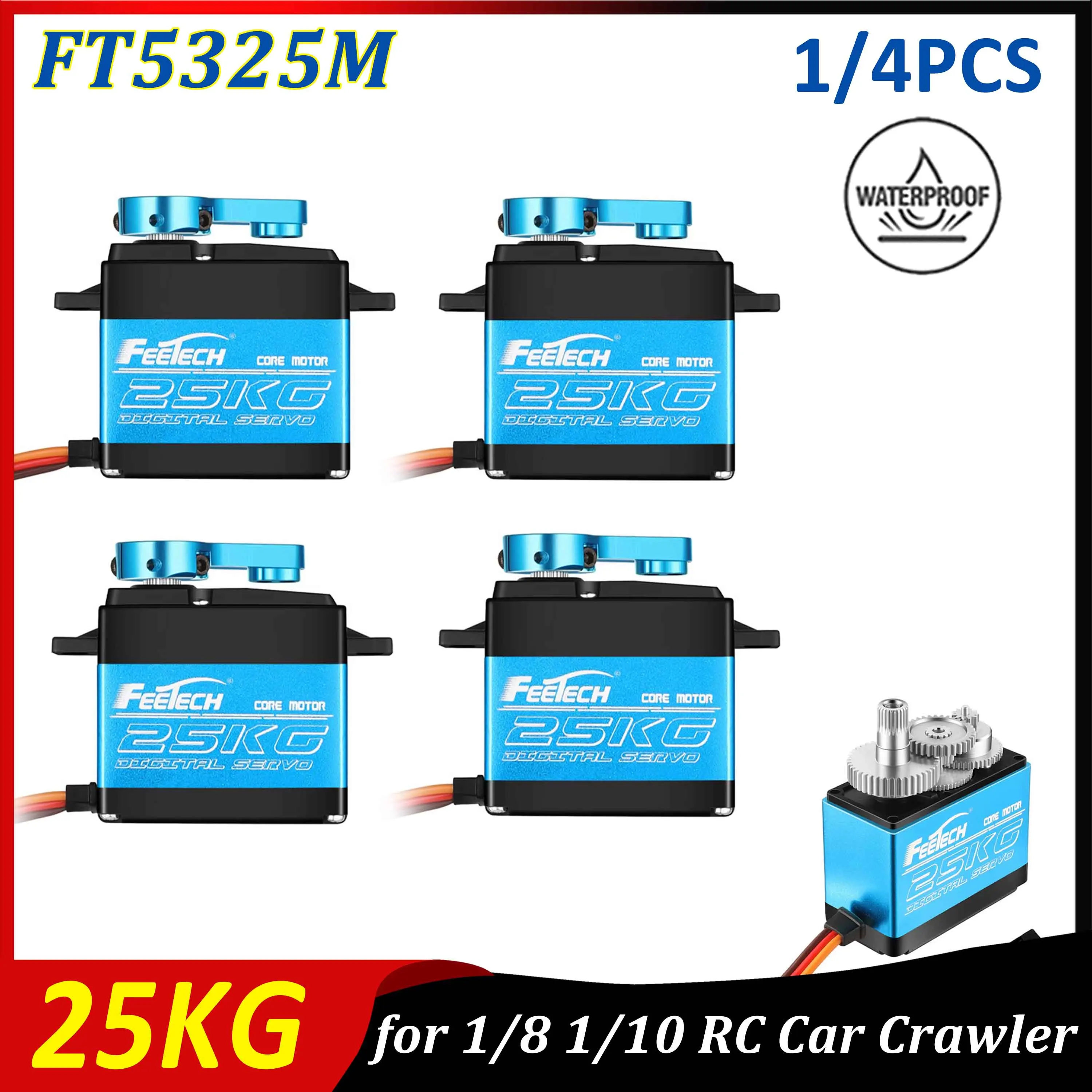 

FT5325M 25KG High Torque Metal Gear Waterproof Digital Servo 180° for 1/8 1/10 RC Car Crawler Truck Airplane Helicopter Robot