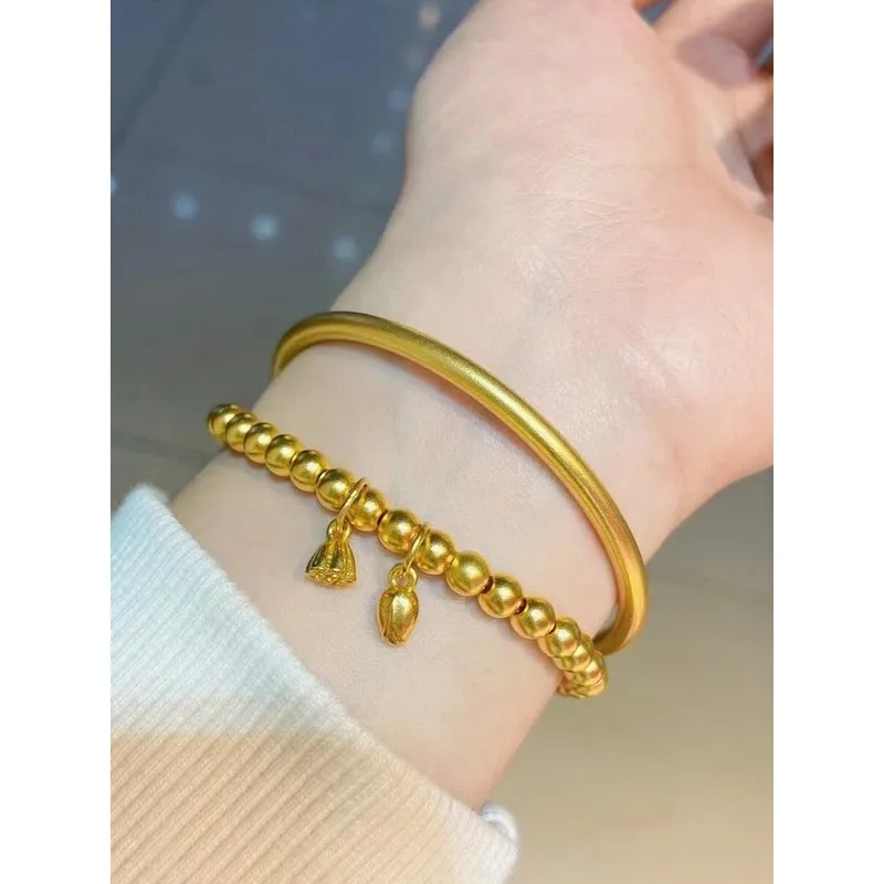 24k 999 gold bracelet, traditional gold bangle, stackable bracelet for women, heirloom bracelet, two-generation joy bracelet
