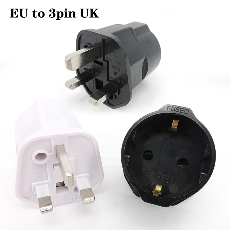 1pcs Universal 13A Copper EU Korea Germany European France Russia To HK UK Power Adapter Fused Plug Singapore Malaysia Converter