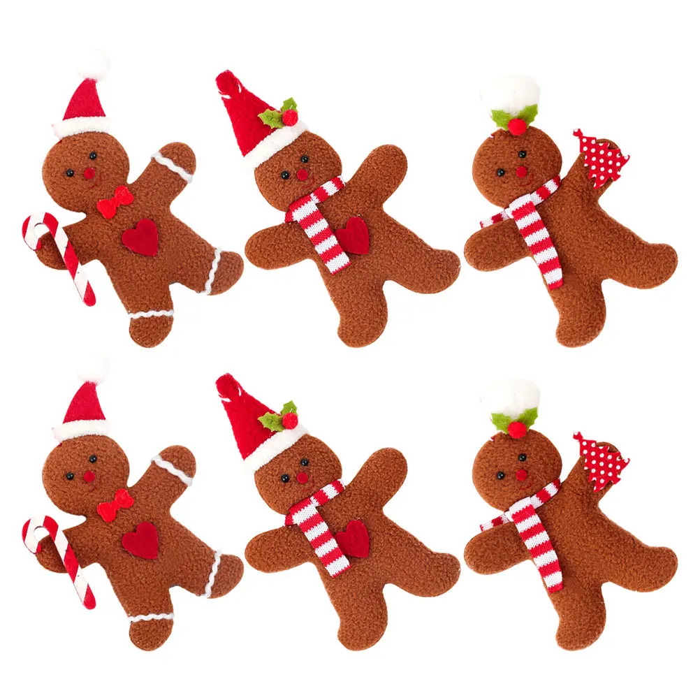 

6Pcs Gingerbread Man Hanging Decorations Christmas Tree Ornaments Miniature Holiday Charms Festive Decor Christmas Ornaments