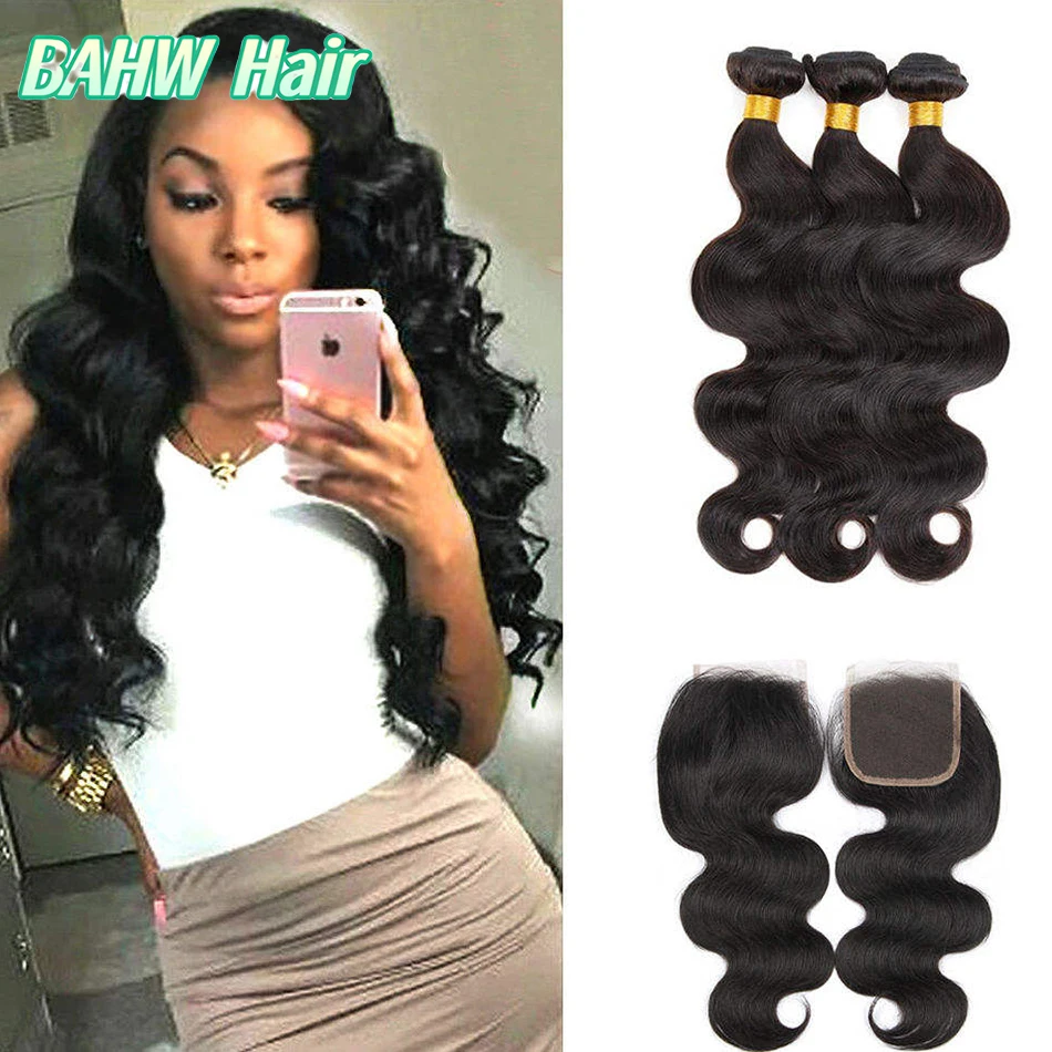 حزم شعر مموج مع 4x4 الدانتيل إغلاق البورمية شعر بشري لعذراء 4x4 الدانتيل إغلاق مع حزم الشعر نسج اللون الطبيعي