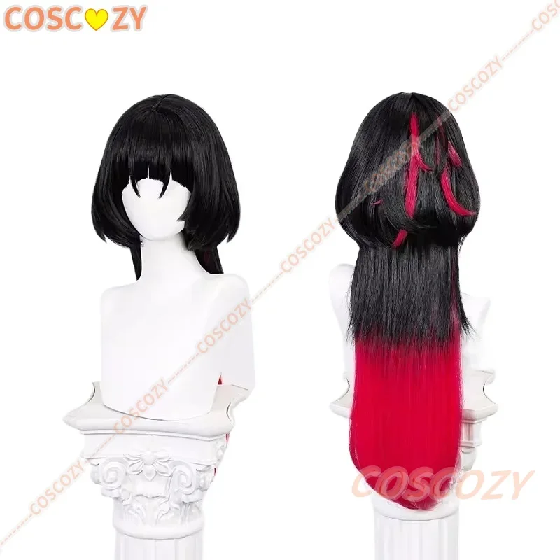 Jane Doe Peruca Cosplay Zenless Zone Zero 70cm Preto Vermelho Cabelo Longo Nova Eridu Peruca de Festa de Halloween Mulheres Role Play Costume Prop