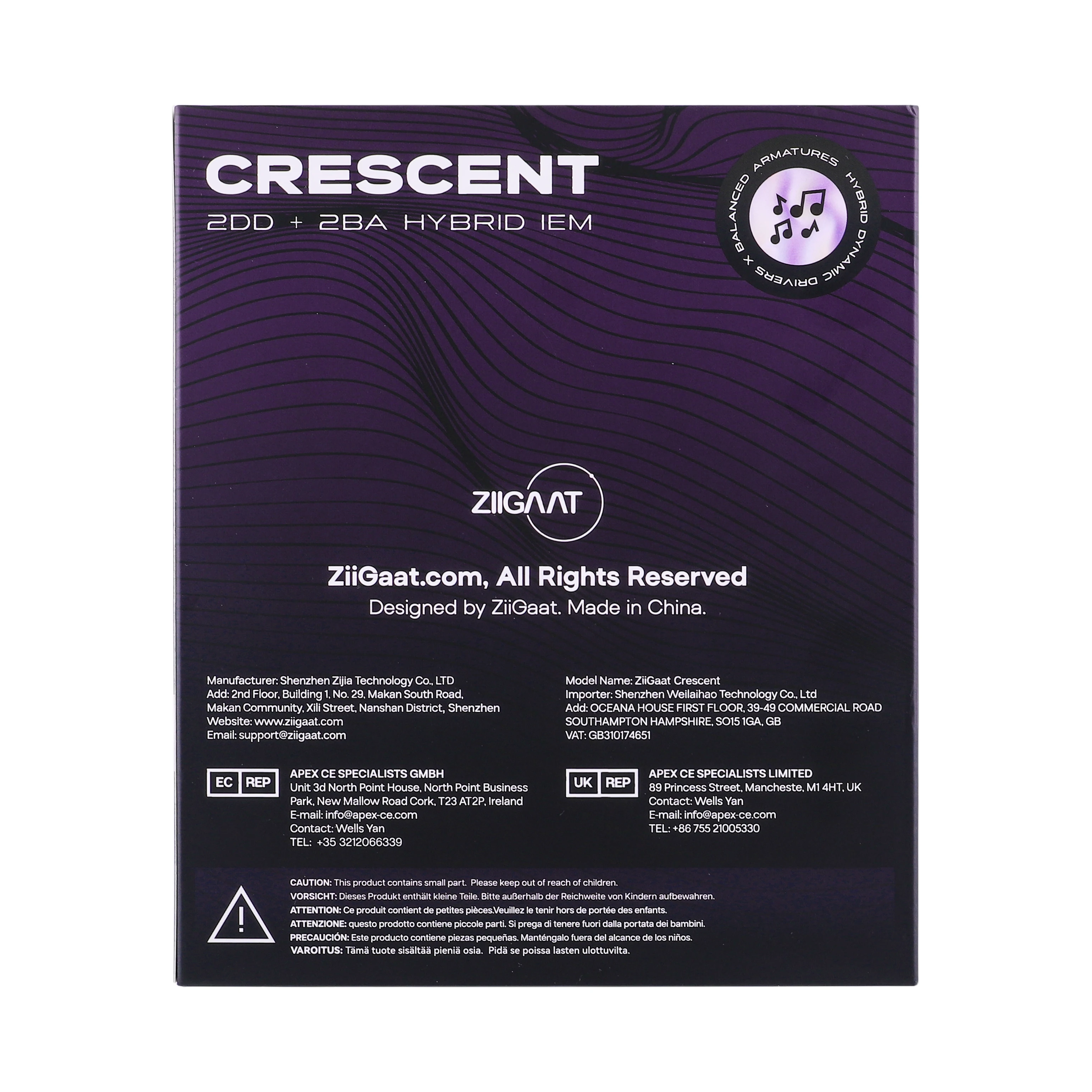Linsoul ZiiGaat Crescent Premium 2DD+2BA Hybrid IEM Hifi-Kopfhörer mit isobarischem Dual-Dynamic-Treiber-Design – Detail 12