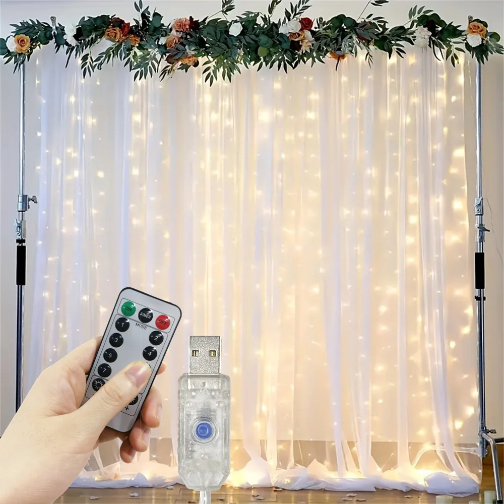 

3/6M Fairy String Light Indoor Decoration Party Holiday Room Decor 8 Mode USB Curtain Light Wedding Christmas Led Bedroom Light