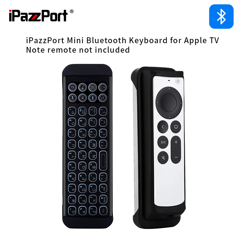 Apple TV için iPazzPort Mini kablosuz QWERTY klavye şarj edilebilir 4K yangın TV akıllı TV/telefon yazarak arama KP-810-30BR2