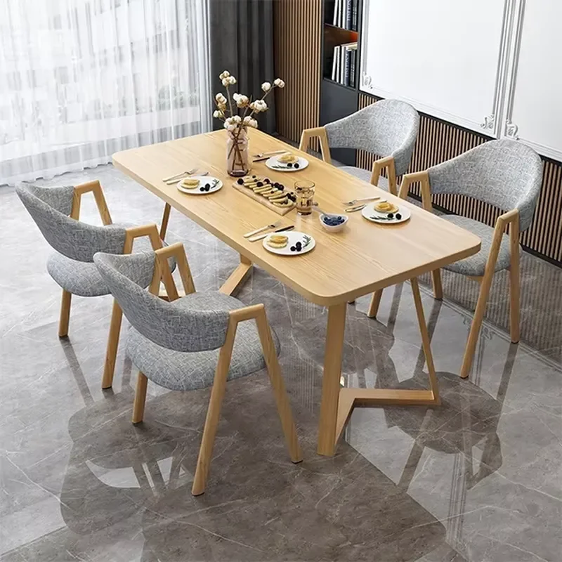 Modern Dining Table Set 4 Chairs Wood Kitchen Furniture Hotel Restaurant Home Decor