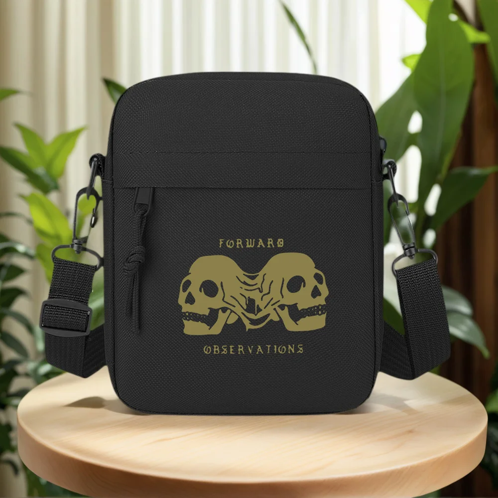 Dual skulls facing forward,grim Men Crossbody Bag Single Shoulder Women Cartoon Anime Film Printing Design Unisex
