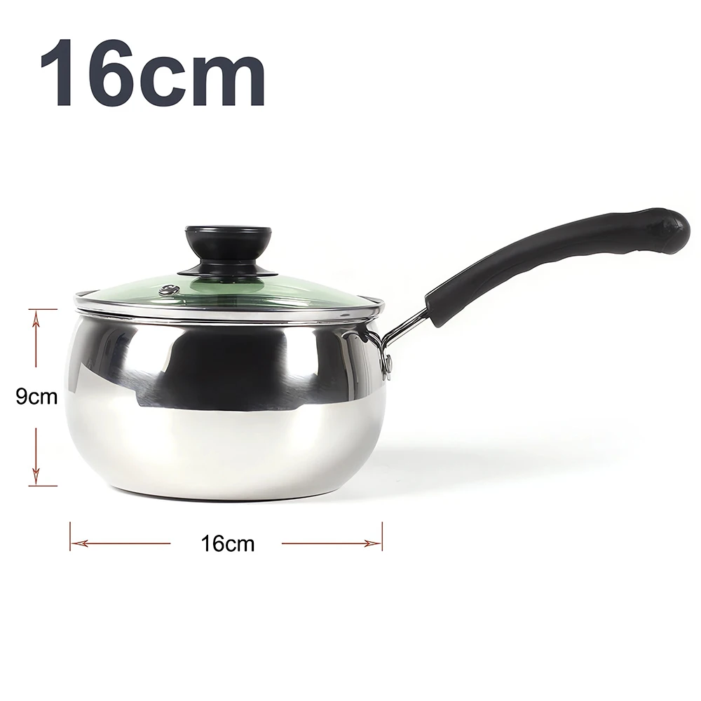 3-teiliges Edelstahl-Kochtopf-Set, Milchtopf mit Griff, Suppentopf zum Kochen, 16/18/20cm, 1,1L-2,3L, Hitze-/Kältebeständig – Detail 3