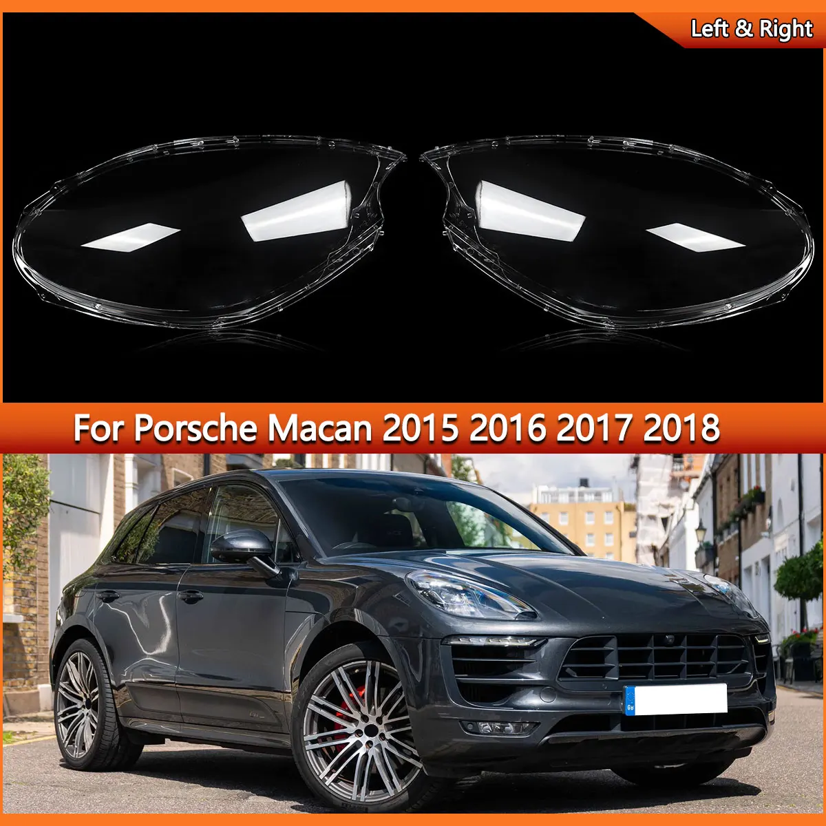 Copertura per Fari Anteriori per Porsche Macan 2014-2018, Guscio Protettivo per Lenti Sinistro e Destro