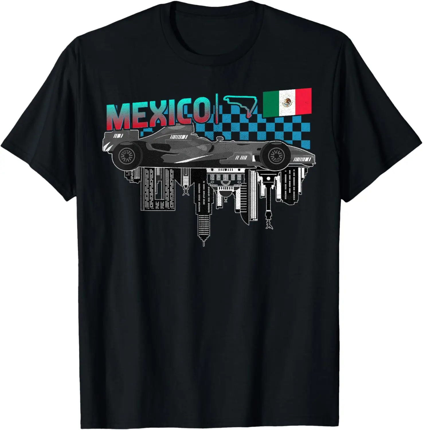 

Formula Racing Open Wheel Car Mexico Circuit Mexican Flag T-Shirt