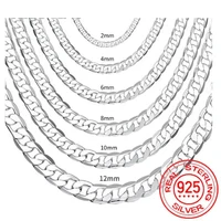 Men's 925 Sterling Silver Necklace 2/4/6/8/10/12MM 40-75cm Face Chain Necklace Lobster Clasp Men Women Engagement Jewelry Gifts - Image 5