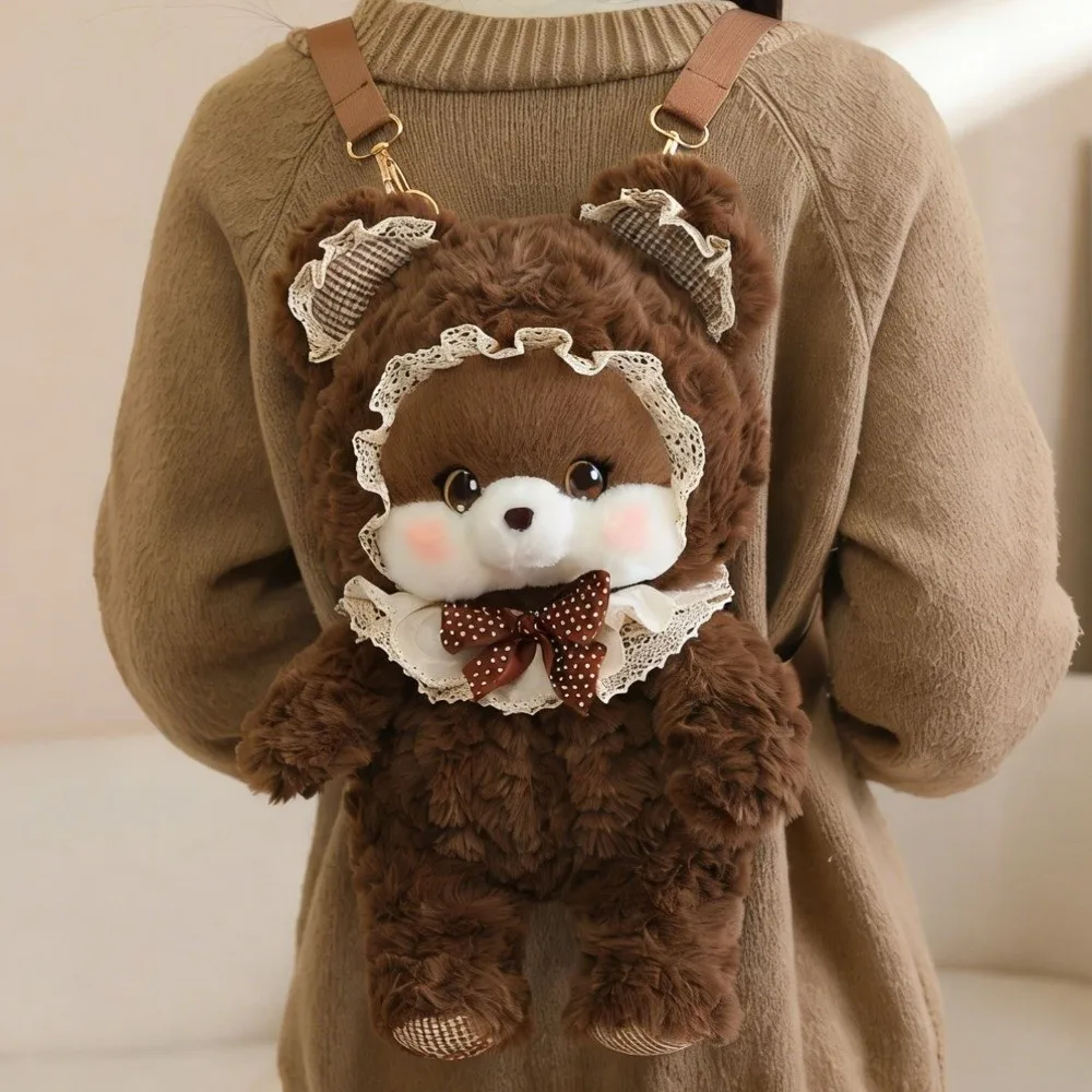 

New Soft Plush Animal Plush Backpack Detachable Strap Cotton Stuffed Animals Bag Cartoon Fluffy Shoulder Bag Travel Storage