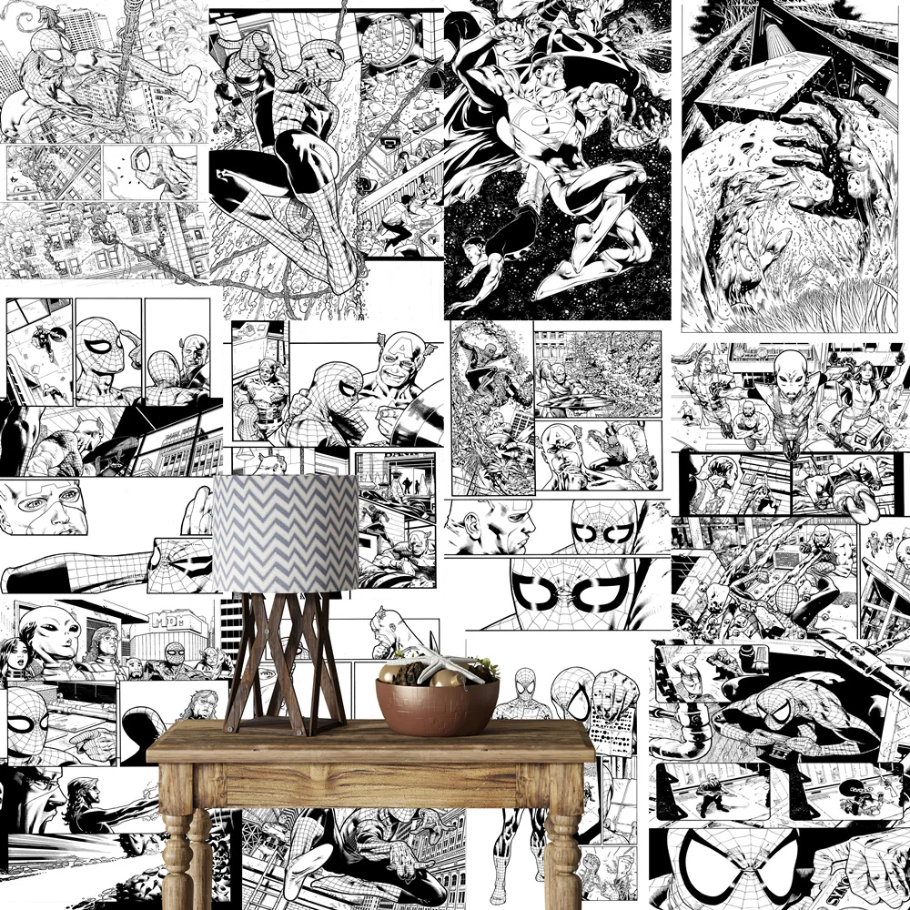 DC Marvel Spiderman Batman DIY Wall Stickers removable polyethylene material comic illustration home decor room decor poster