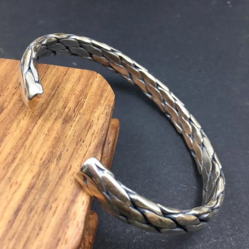 Open , Vintage Twisted Multi-Layer Fashion Bracelet, Men'S Sterling Silver Jewelry