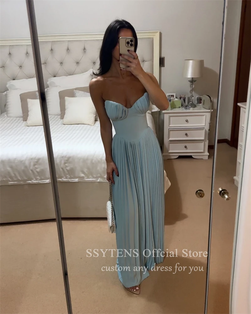 Saudi Arabia Pleated Prom Dresses Sweetheart Satin Wedding Evening Gowns For Women Floor Length Dinner Guest Beach Party Dress