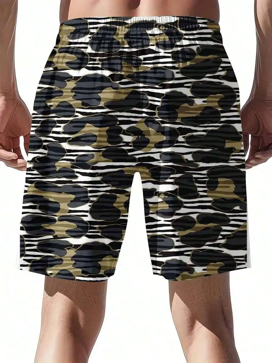

Mens Animal Print Swim Trunks With Drawstring Waist For Beach Outdoor Sports Leisure