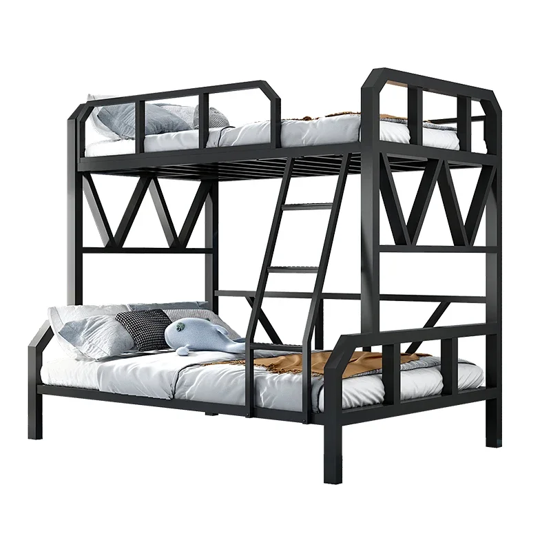 Upper and lower bunk beds Upper and lower beds Wrought iron bed shelf bed Iron frame High and low bunk