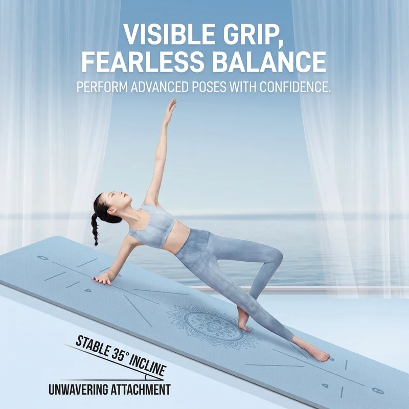 Extra Thick Non-Slip TPE Yoga Mat Extra Wide Soundproof Jump Rope Mat Anti-Skid Fitness Exercise Workout Pad for Home Gym