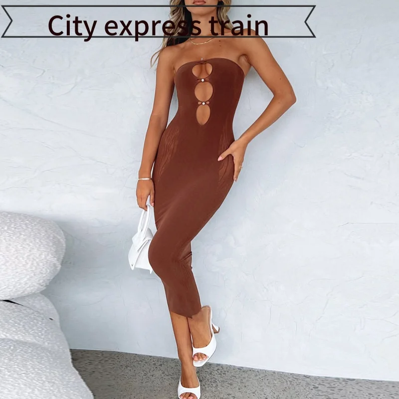 

Сексуальное кружевное платье с вырезами, без бретелек, однотонное, из полиэстера, с длинными рукавами, с запахом на груди, для дома, летнее