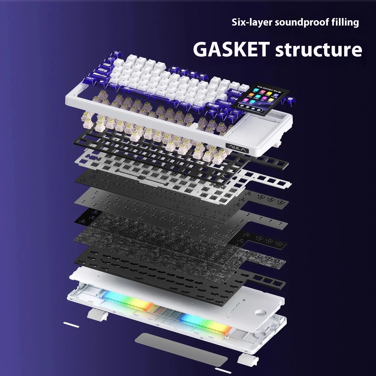 AULA L99 Teclado Mecânico Teclado para Jogos de Três Modos 3.98 polegadas Junta de Tela RGB 8000mAh Gamer Acessório PC Hot Swap Presente